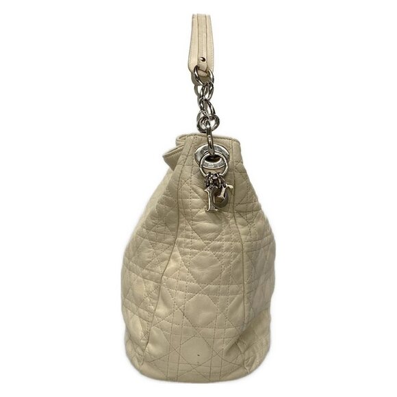 Auth DIOR/ChristianDior Dior Soft/Canage Stitching Cream Leather Shoulder Bag - Picture 2 of 16